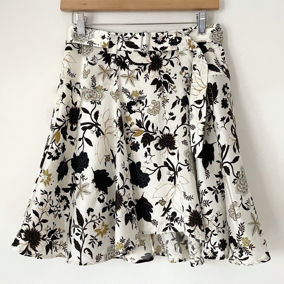 ALC Silk Blend Floral Skirt In Eggshell - Picture 5 of 11
